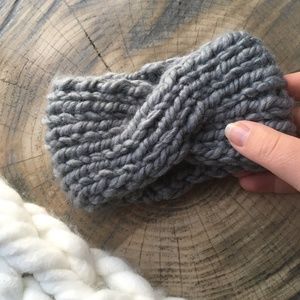 Handknit Baby Headband in Grey | Chunky Knit